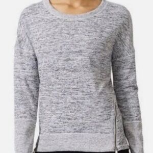Athleta Blissful Shark Bite Heather Grey Side Zip Sweatshirt